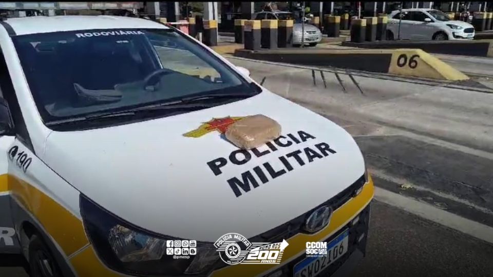 Policiamento Rodoviário flagra traficante com tijolo de maconha em pedágio na Castelo Branco