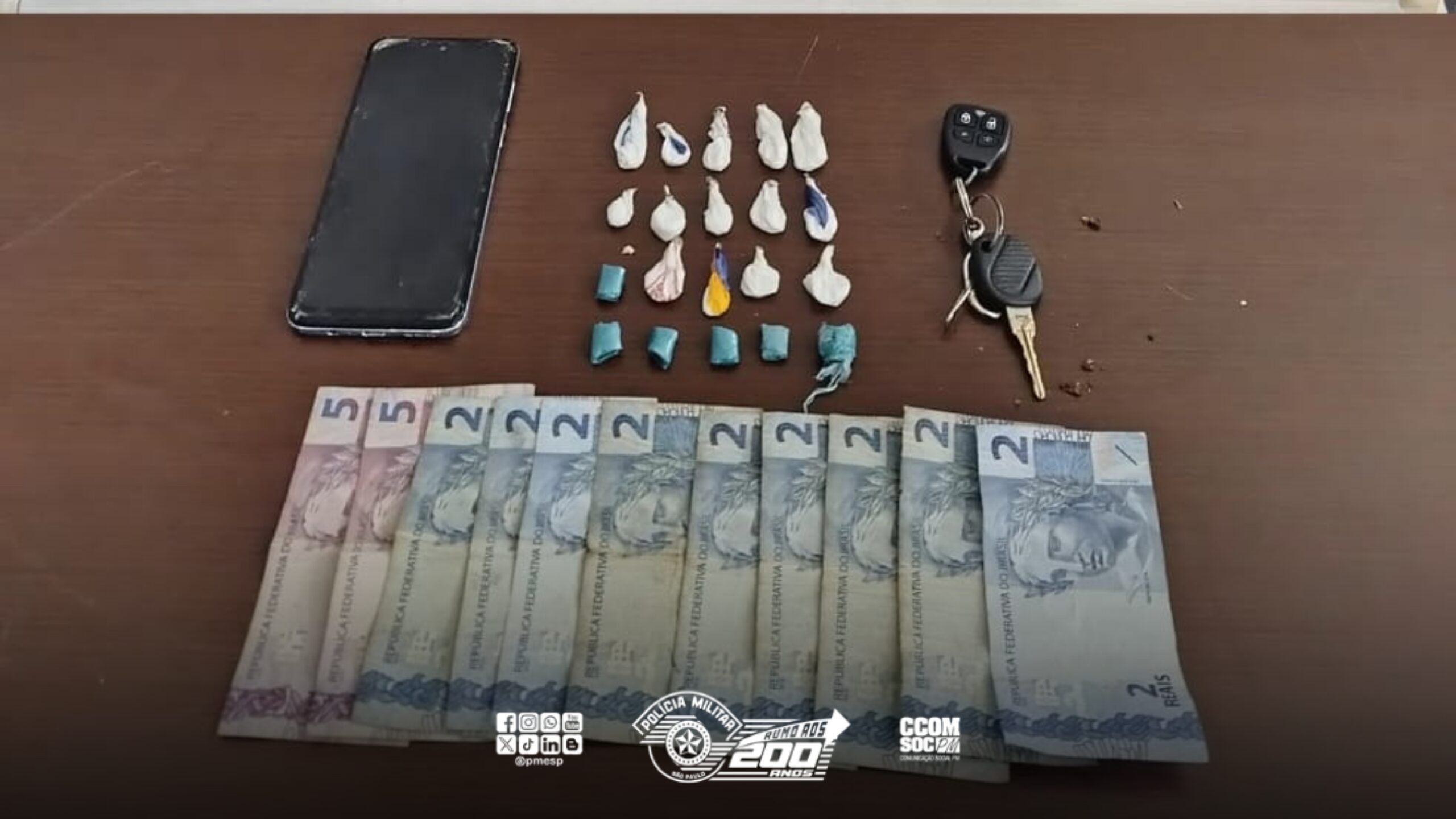 Criminoso é preso pela PM após ser flagrado com porções de cocaína no interior de SP