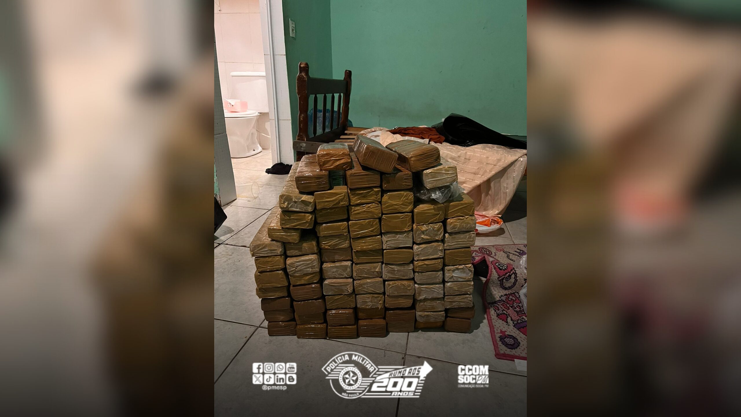 PM localiza mais de 70 tijolos de maconha durante ocorrência de violência doméstica na zona sul da Capital