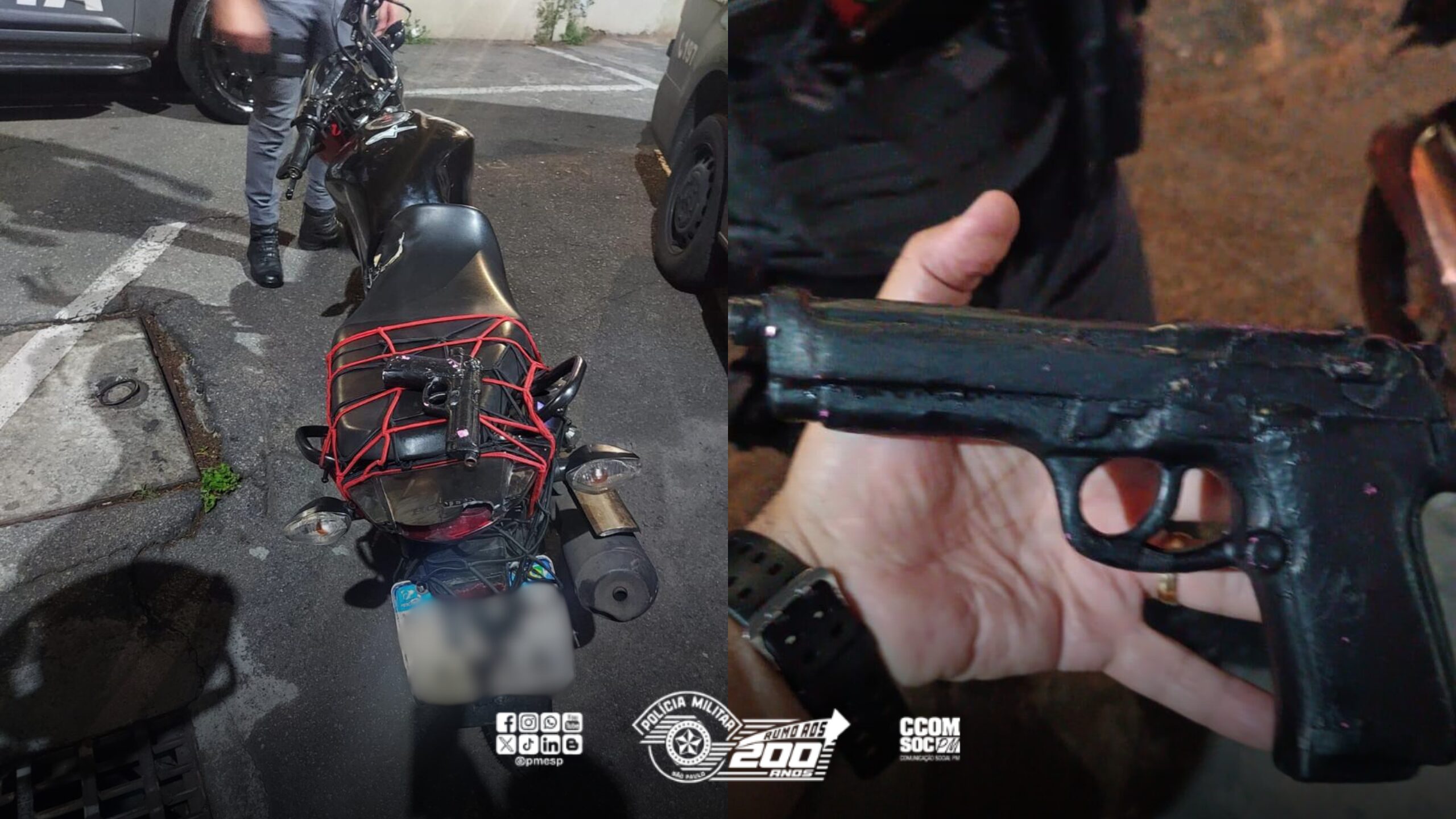 Depois de fugir de bloqueio policial, homem é detido com motocicleta adulterada e simulacro de arma de fogo, em Osasco/SP