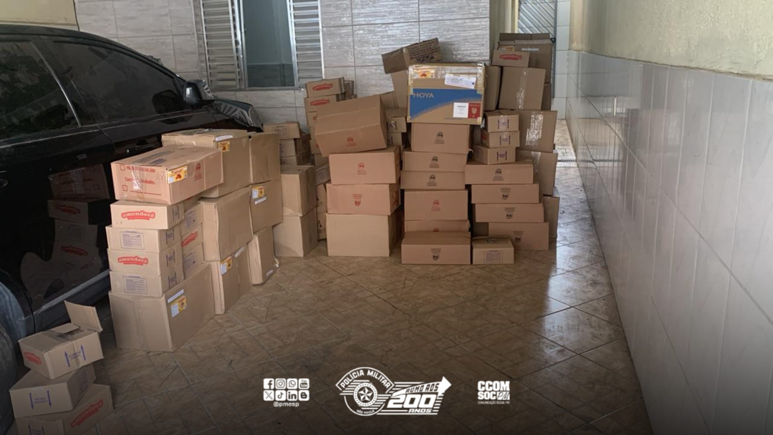 PM localiza carga roubada em garagem de criminoso
