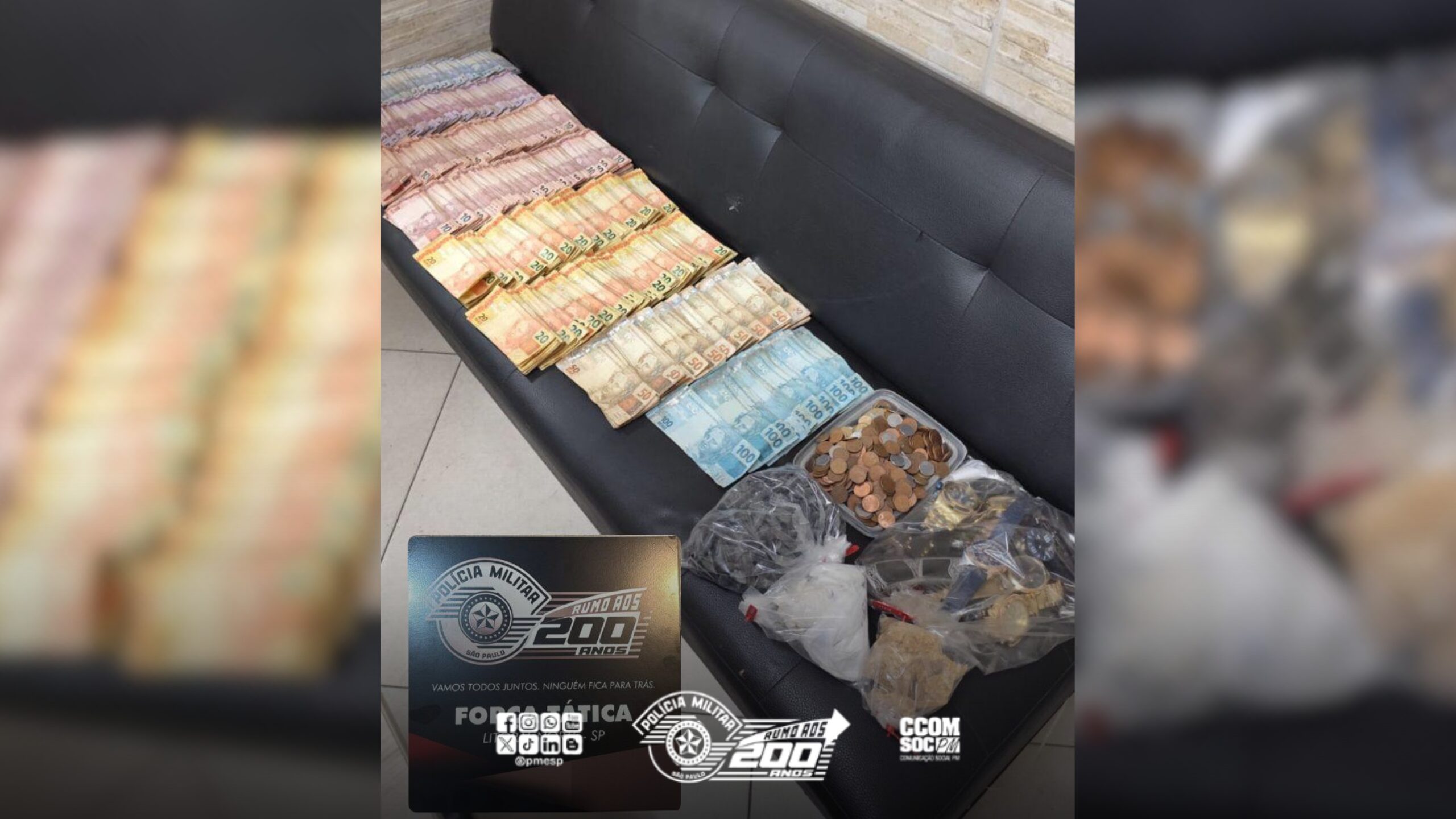 OPERAÇÃO VERÃO: PM desmantela ponto de tráfico de drogas no litoral de SP e apreende mais de R$ 22 mil em dinheiro