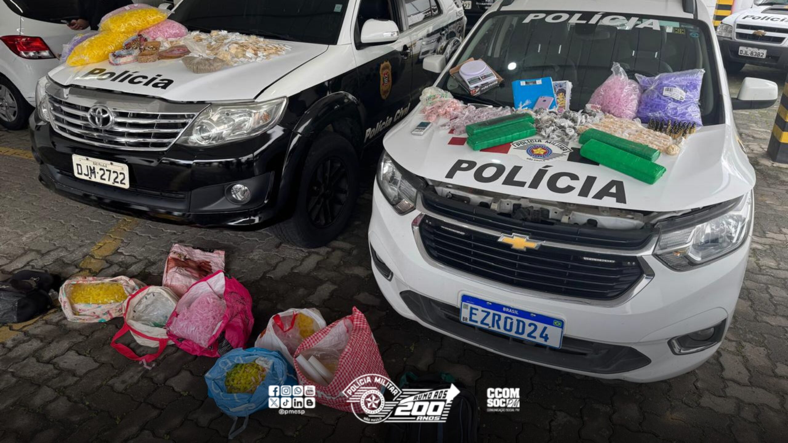 Joias e mais de 6kg de drogas são apreendidos em operação conjunta da PM e PC no interior de SP