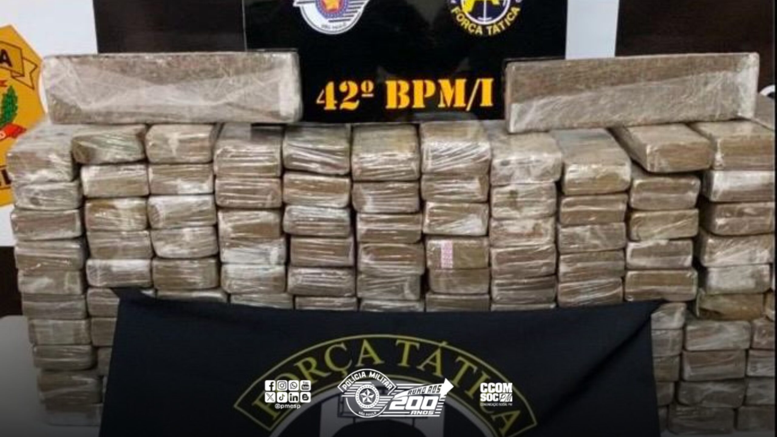 PM intercepta carro com mais de 100kg de maconha em Santo Anastácio/SP