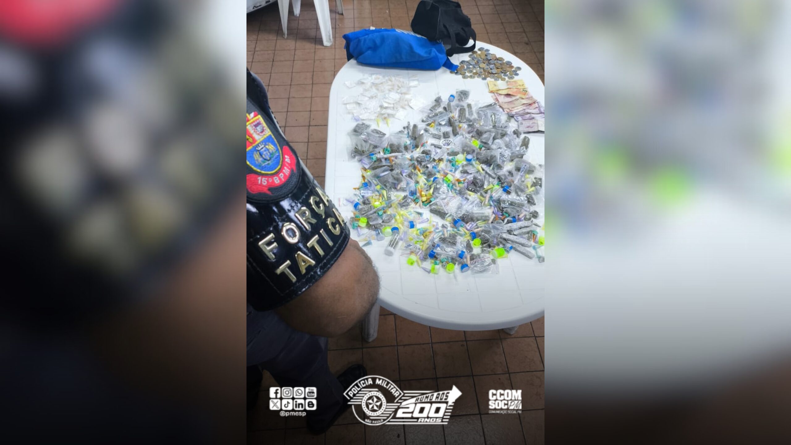 Mais de 800 porções de drogas são apreendidas em abordagem da PM na região metropolitana de SP
