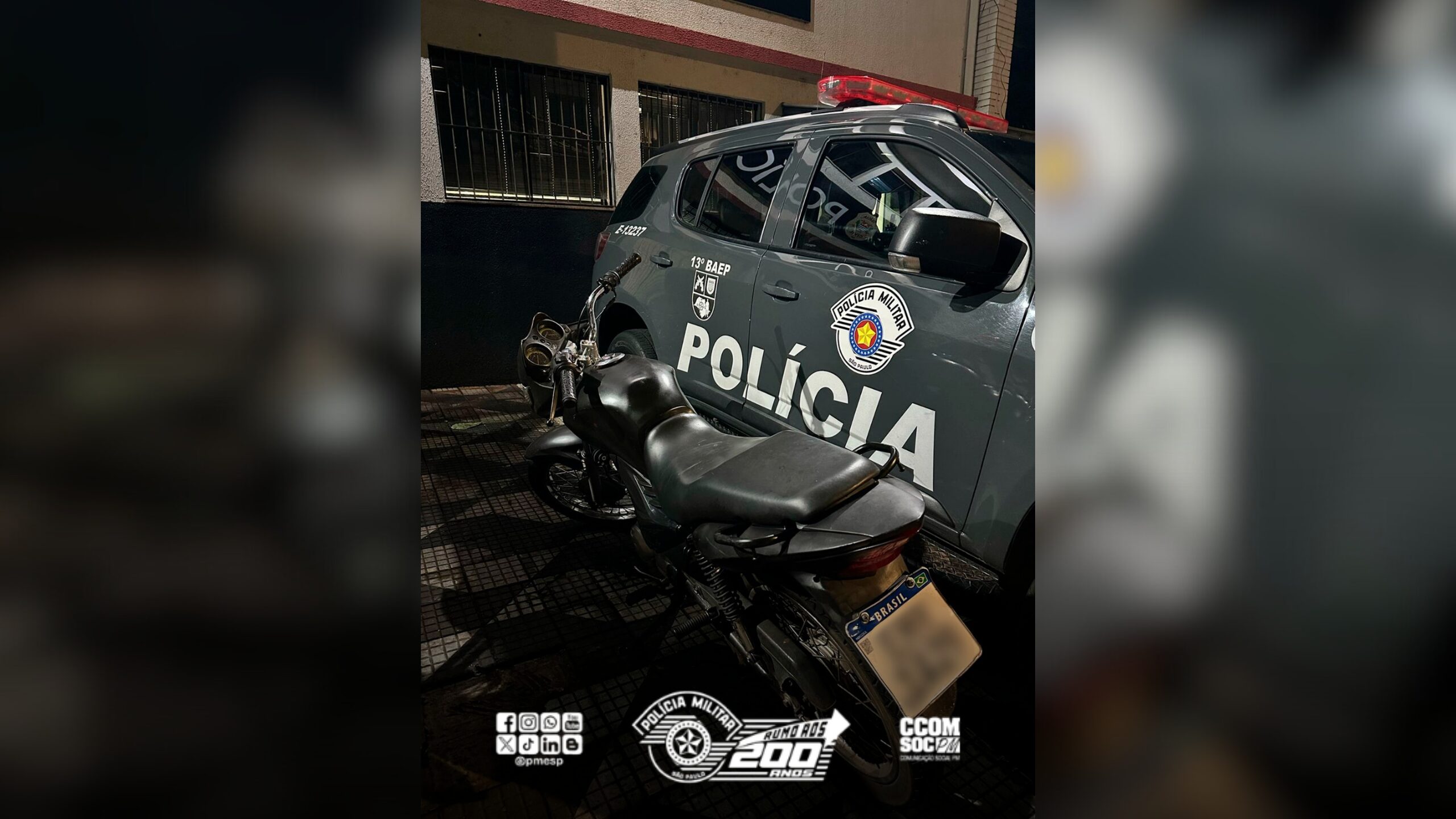 Moto roubada é recuperada pela Polícia Militar em Bauru/SP