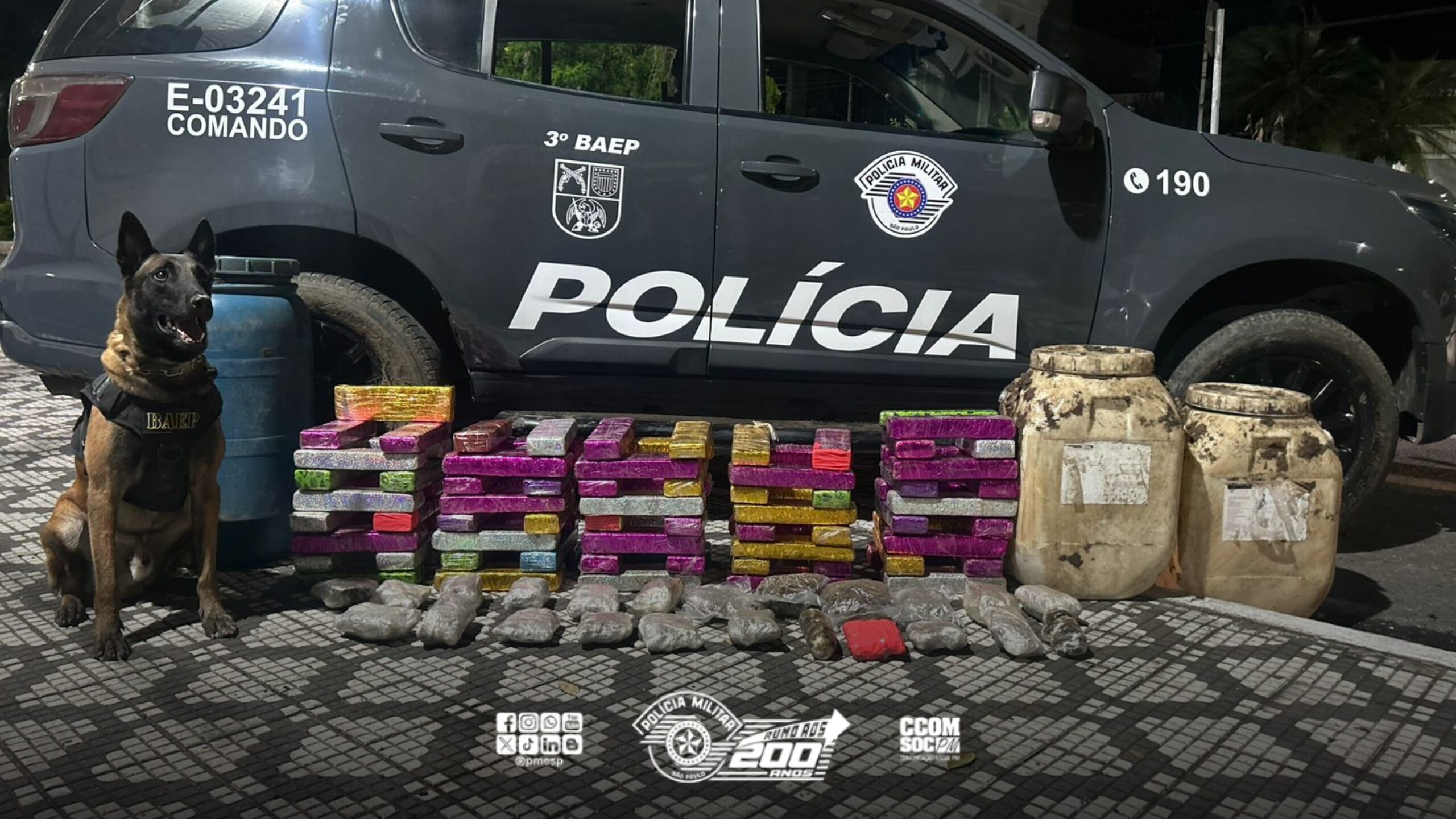 Mais de 80kg de drogas são apreendidos pela PM no interior de SP