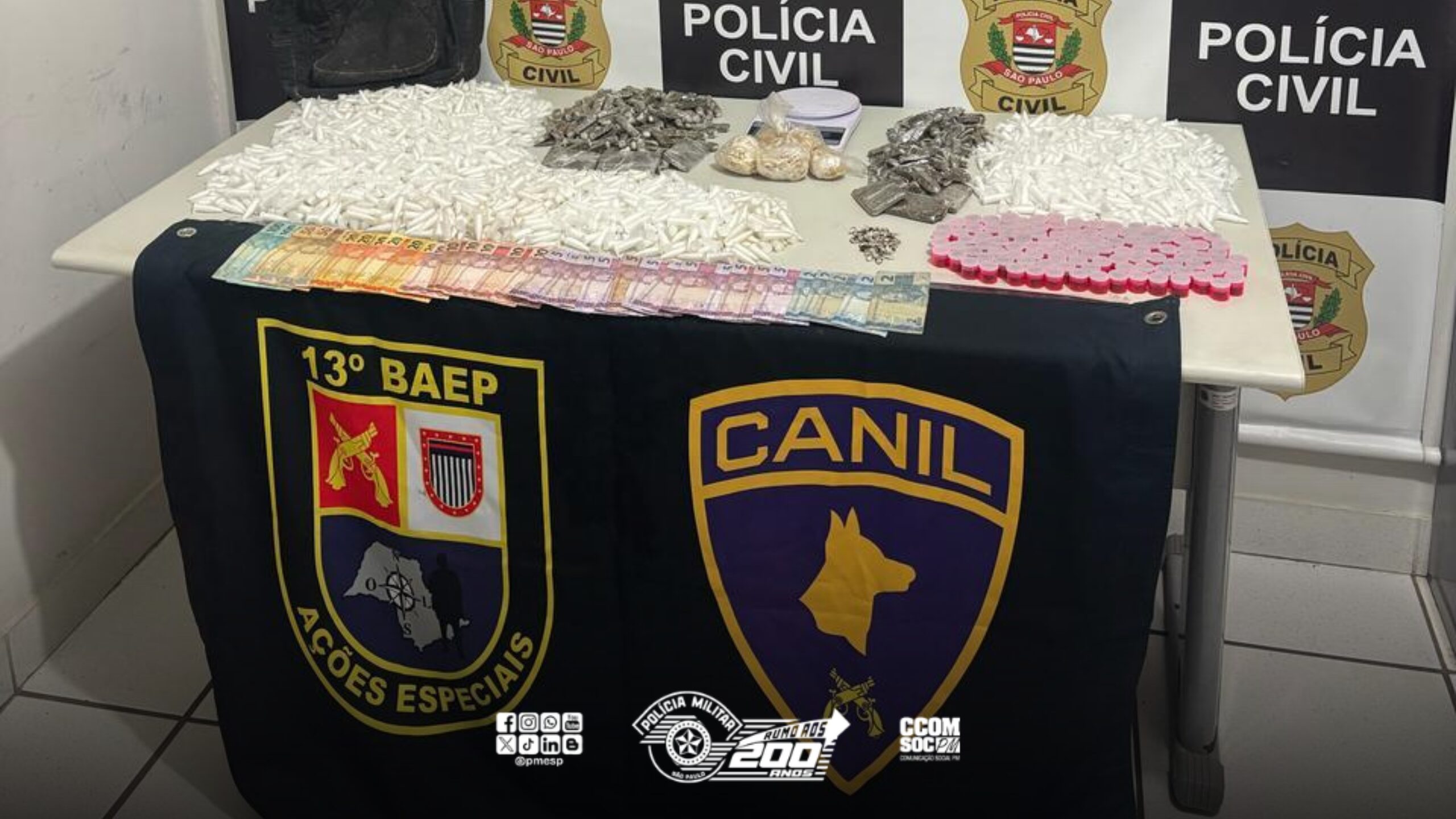 PM e DISE realizam operação em Marília/SP e apreendem quase 6kg de drogas