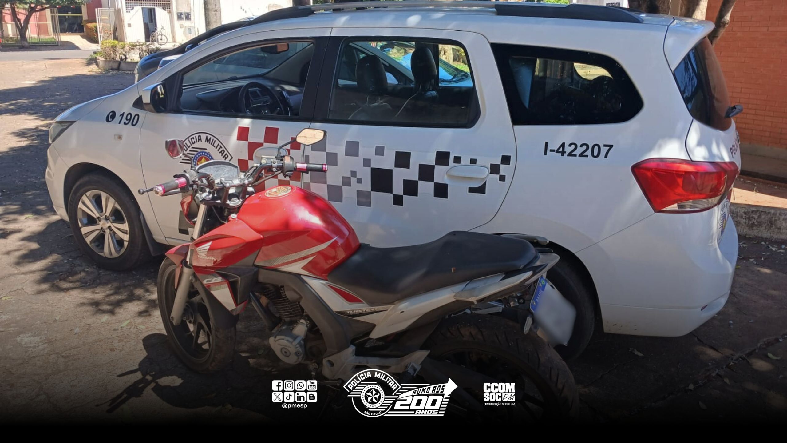 PM recupera moto furtada em Presidente Epitácio/SP