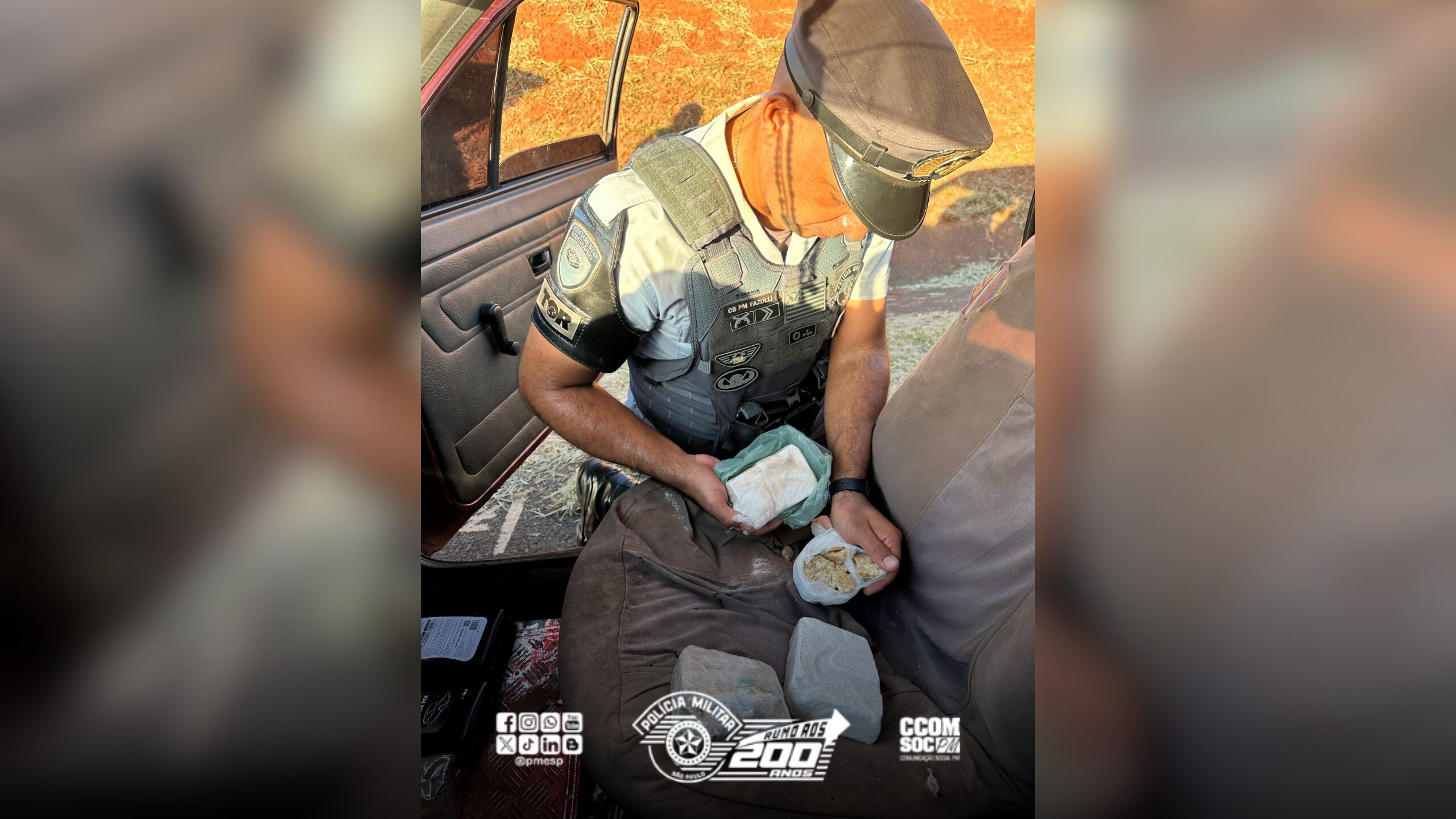OPERAÇÃO CARNAVAL: PM Rodoviária prende dupla que transportava crack e cocaína em carro na SP-320