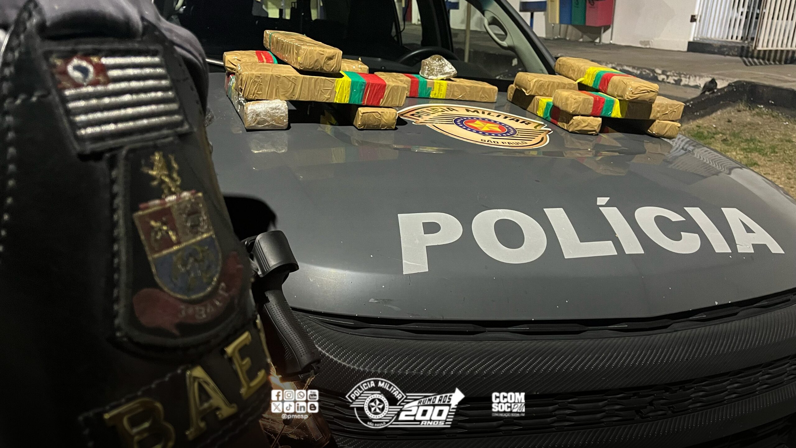 Mais de 12kg de maconha são apreendidos em ação da PM no interior de SP 