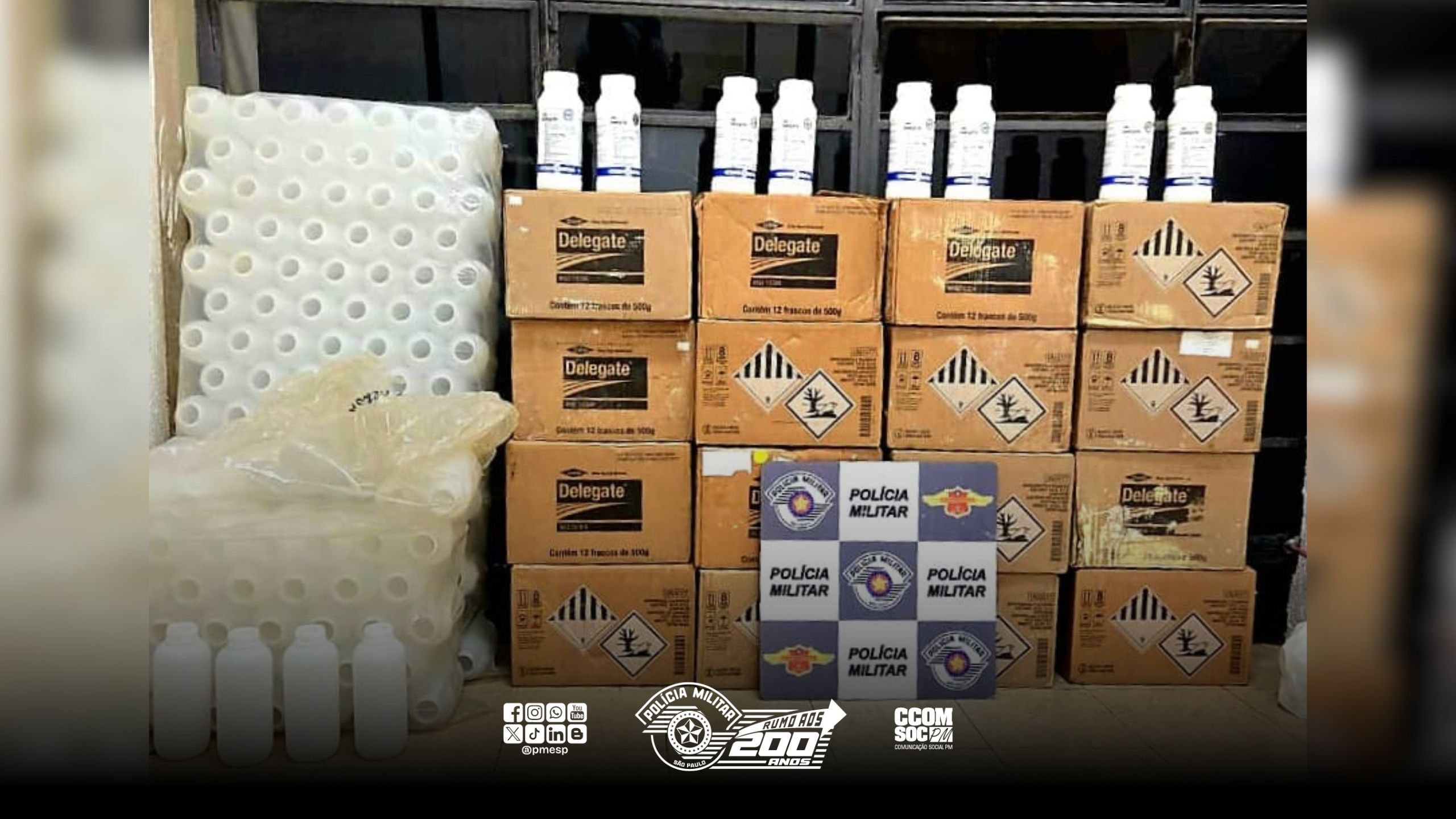 PM Rodoviária apreende defensivos agrícolas em Franca/SP