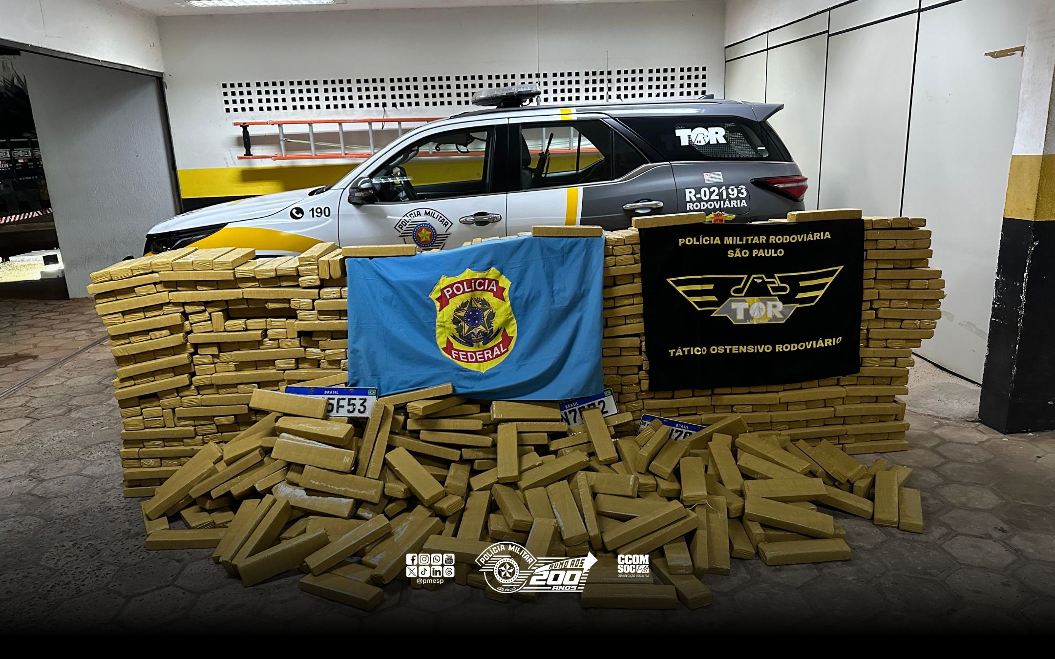 Tráfico de drogas: PM Rodoviária apreende mais de 1,3 tonelada de maconha em operação no interior de SP