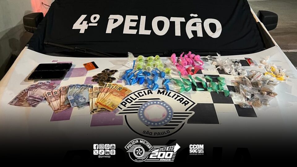 Na quinta-feira (29), dois homens foram presos em flagrante por tráfico de drogas durante uma ação da Polícia Militar em Osasco/SP.