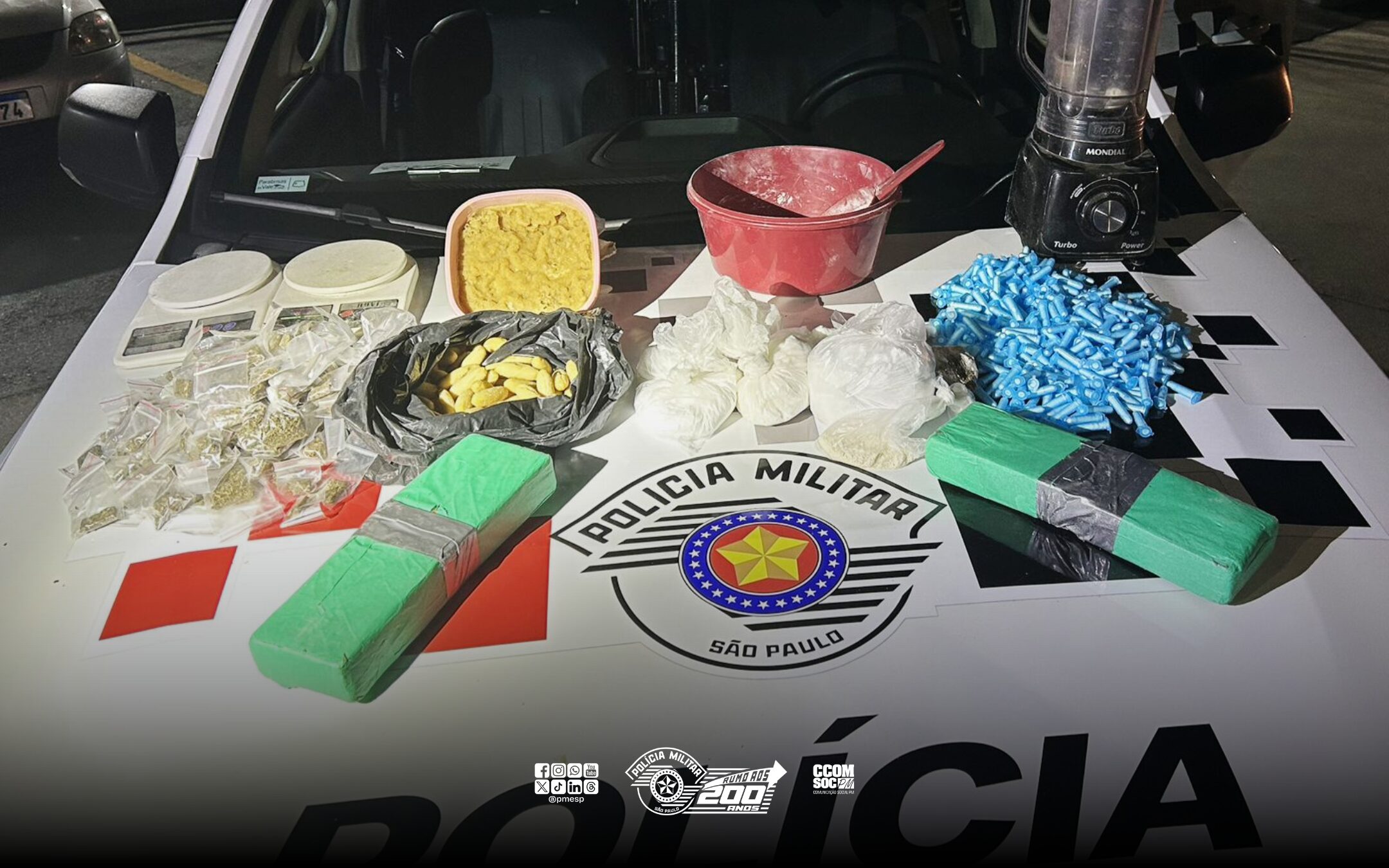 PM prende trio por tráfico internacional de drogas no interior de SP