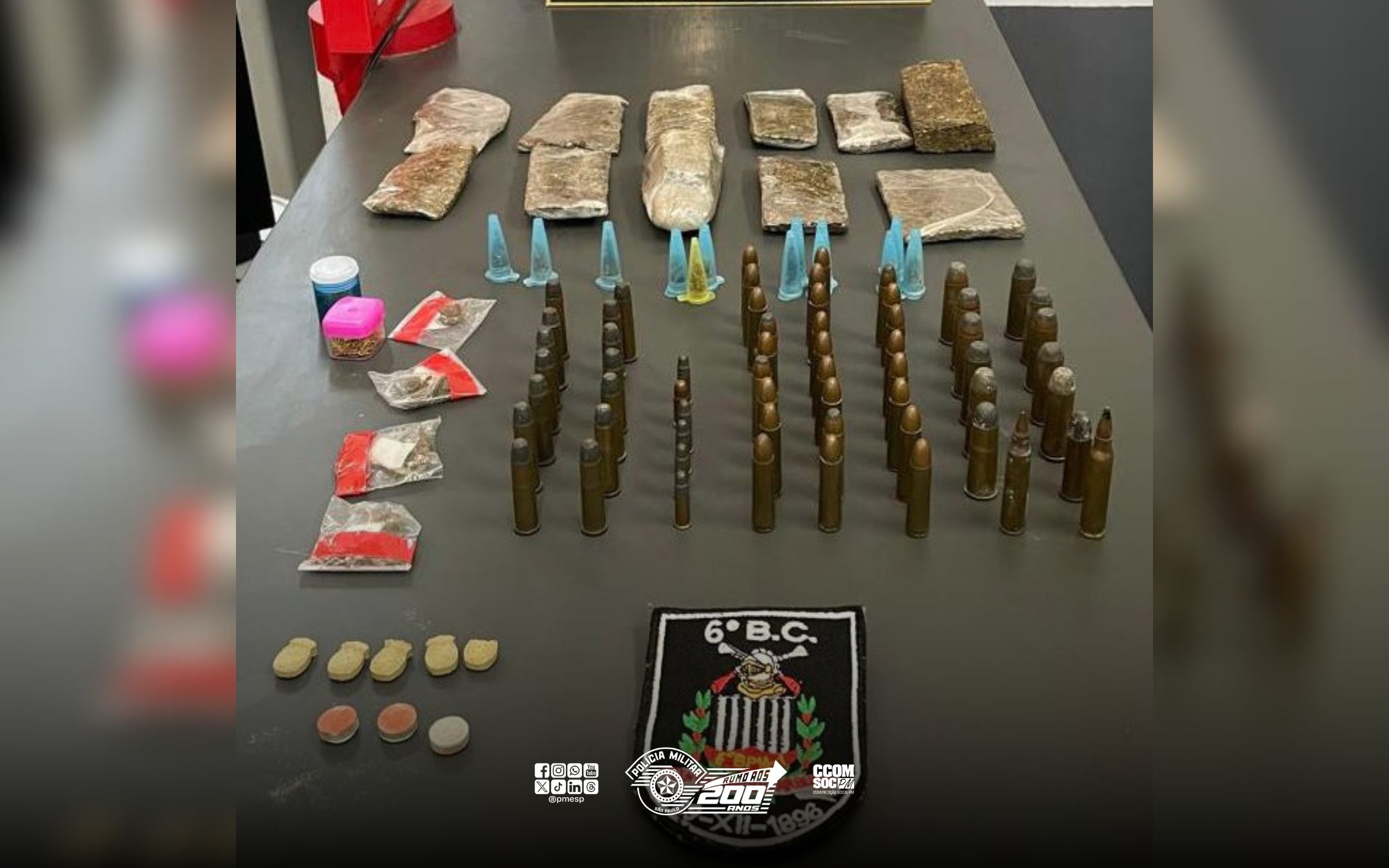 Drogas e munições são apreendidas pela PM em Santos/SP