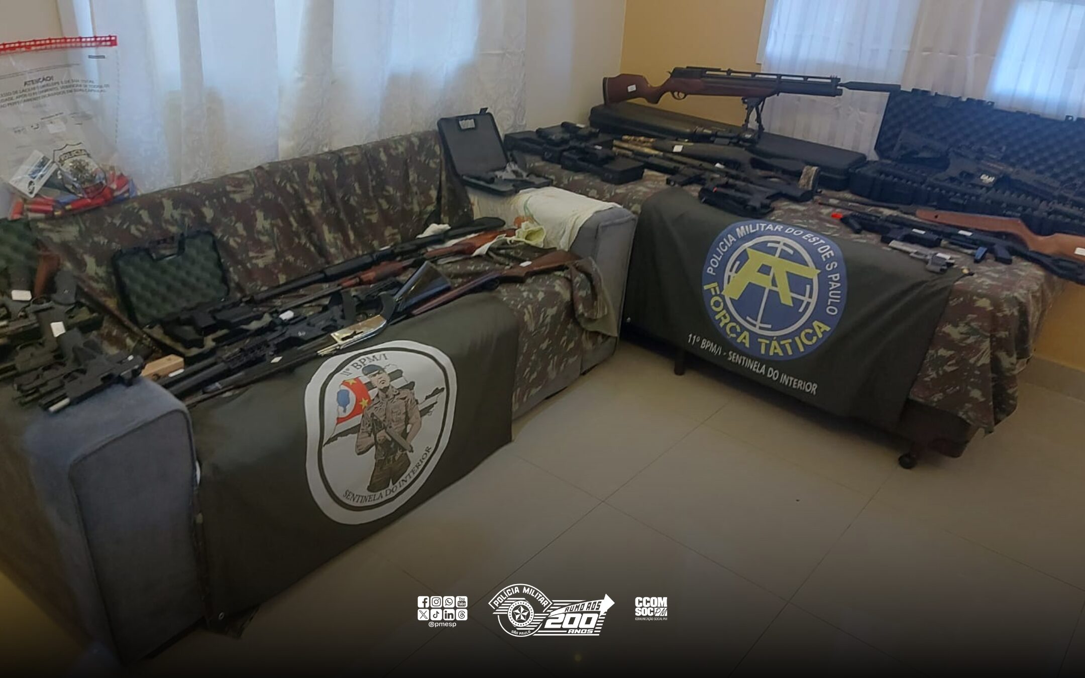 Armas são apreendidas pela PM em Jundiaí/SP durante ação conjunta com a FICCO de Minas Gerais