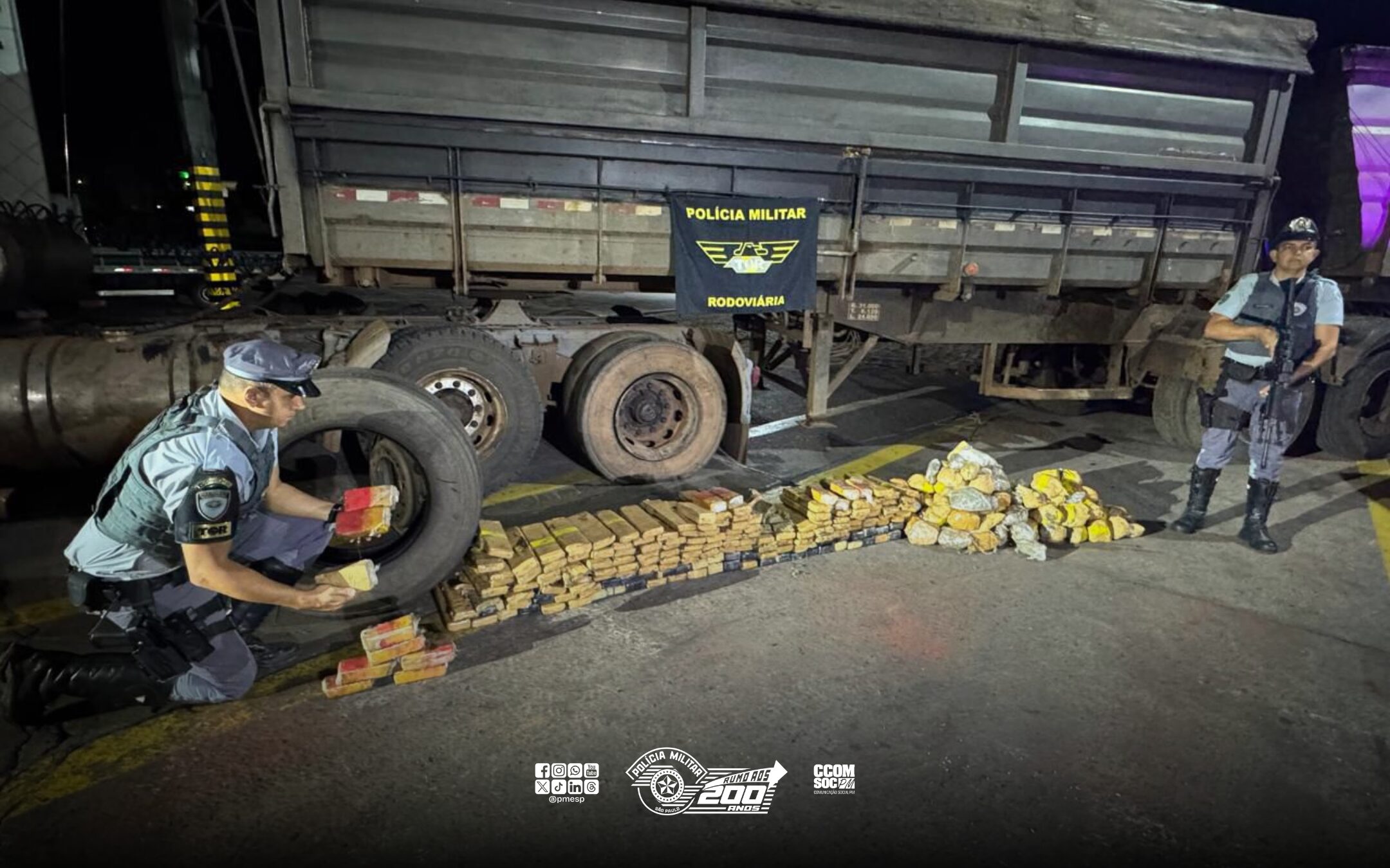 Drogas em estepes de caminhão são apreendidas pela PM Rodoviária