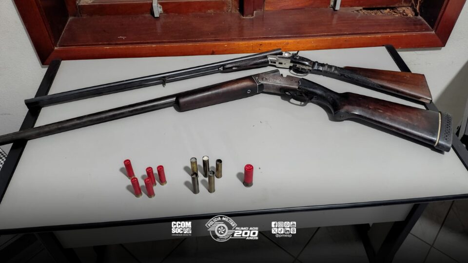 Dois homens são presos e armas de fogo são apreendidas pela Polícia Militar em Cosmópolis