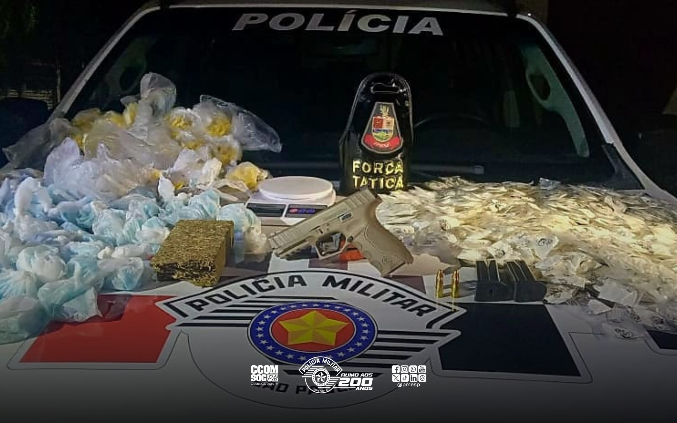 Dupla armada é presa com quase 2 mil porções de drogas em Lorena/SP