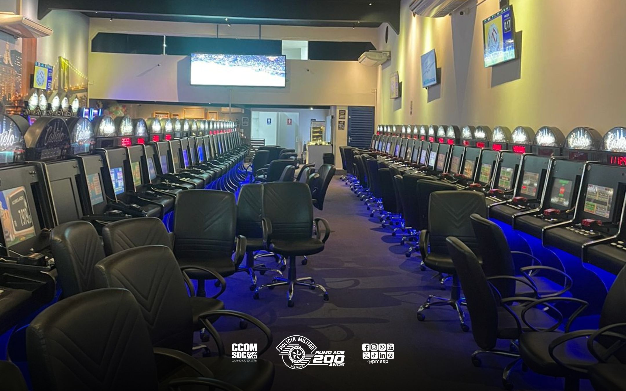 PM fecha casa de jogos clandestinos em Campinas/SP e apreende cerca de 100 máquinas caça-níqueis