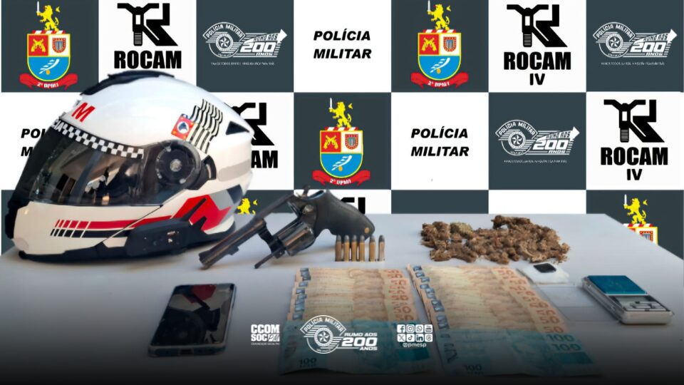 Arma furtada e drogas são apreendidas em Birigui