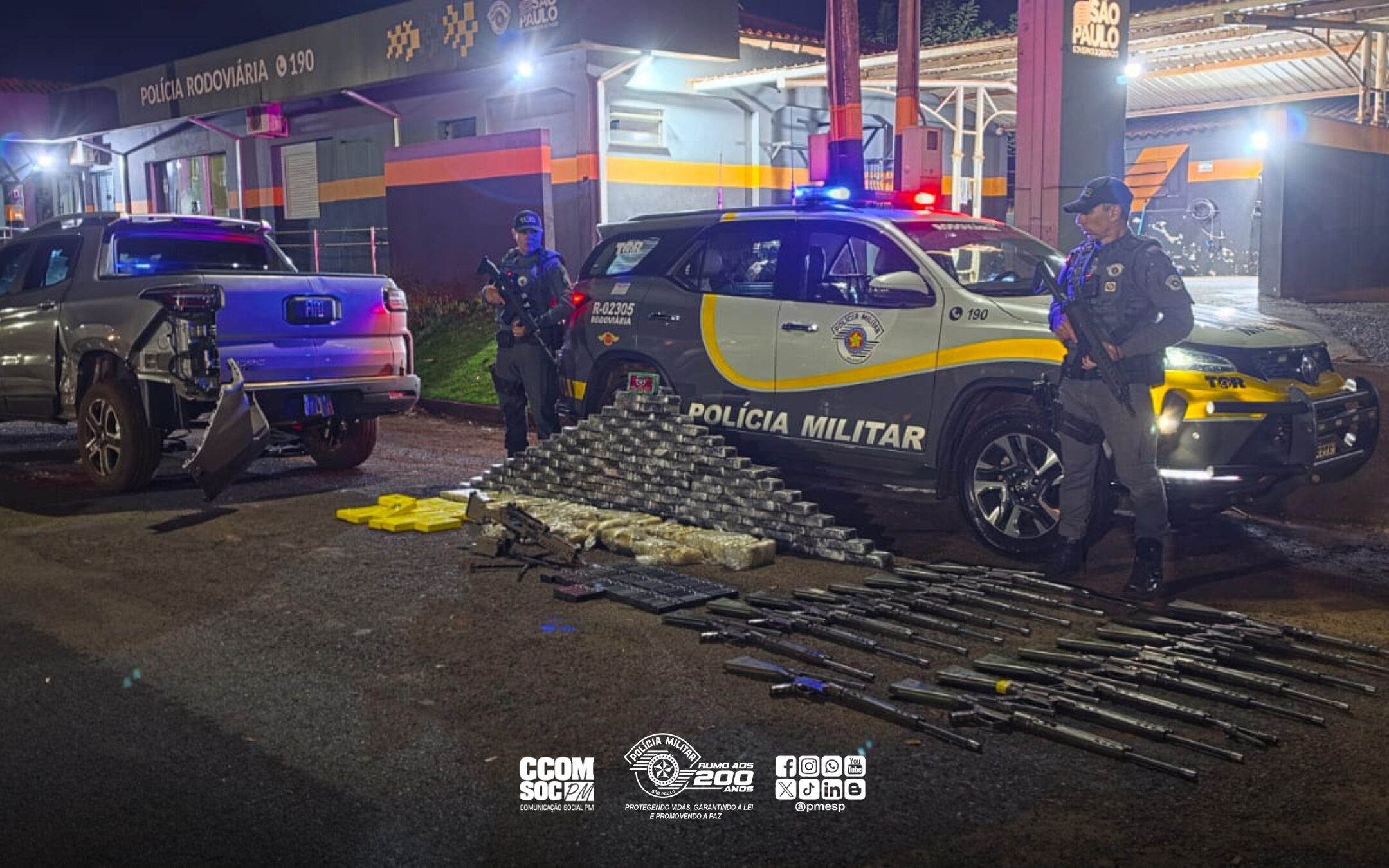 TOR apreende carga milionária de drogas e arsenal de fuzis durante operação no interior de SP